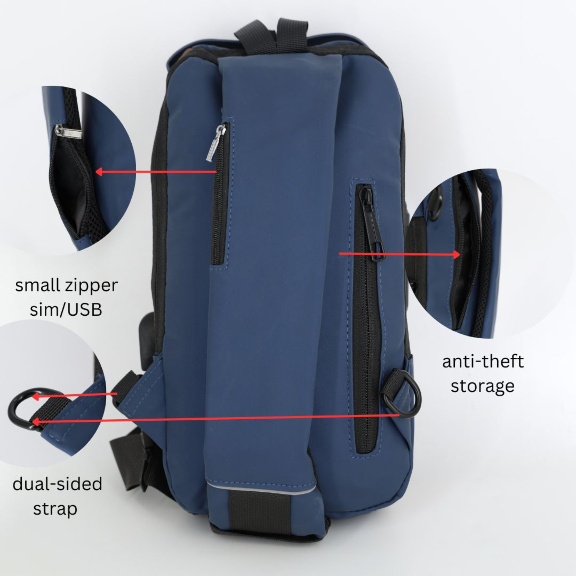 PIGEON Anti theft Crossbody Sling bag, Shoulder Backpack, Lightweight with USB charging port