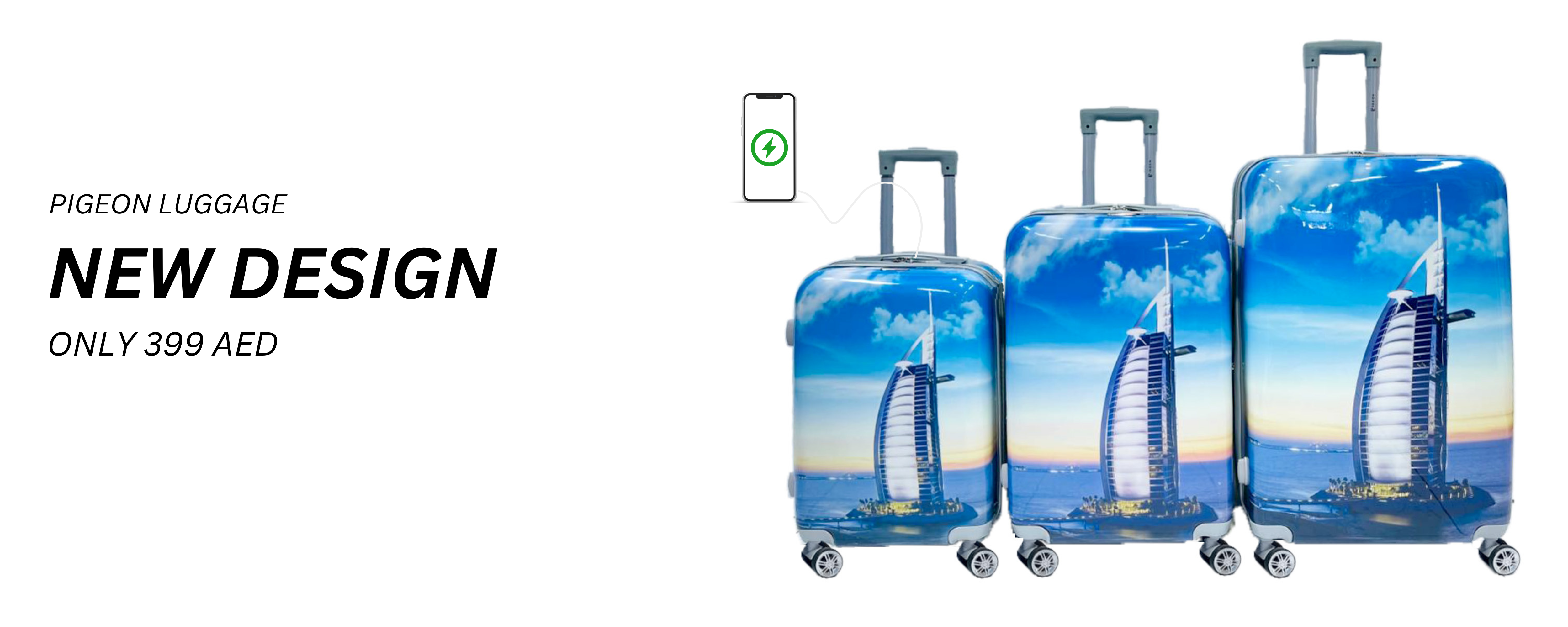 pigeon luggage new design pc gift luggage burj al arab theme