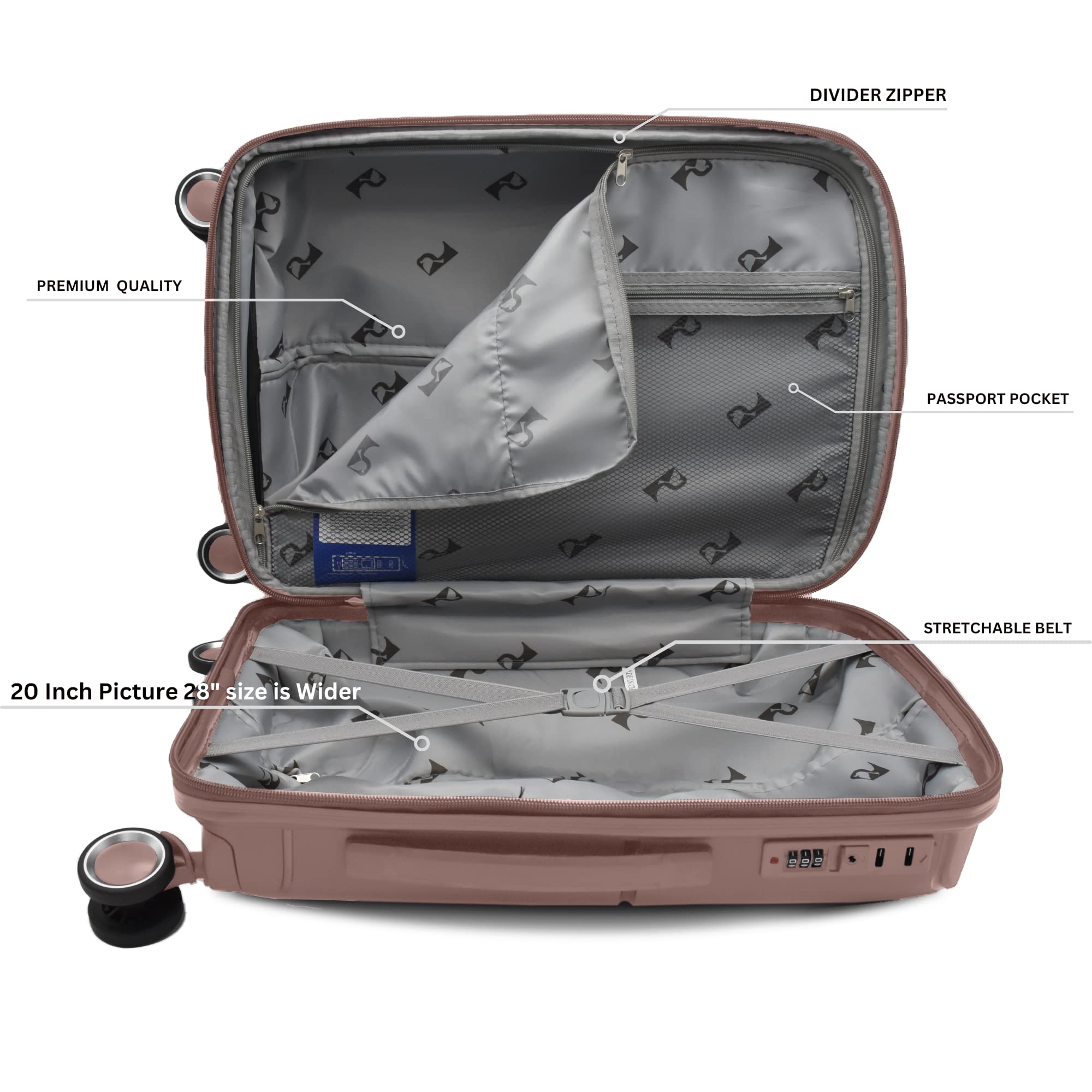 Pigeon hardshell trolley bag with double spinner wheels