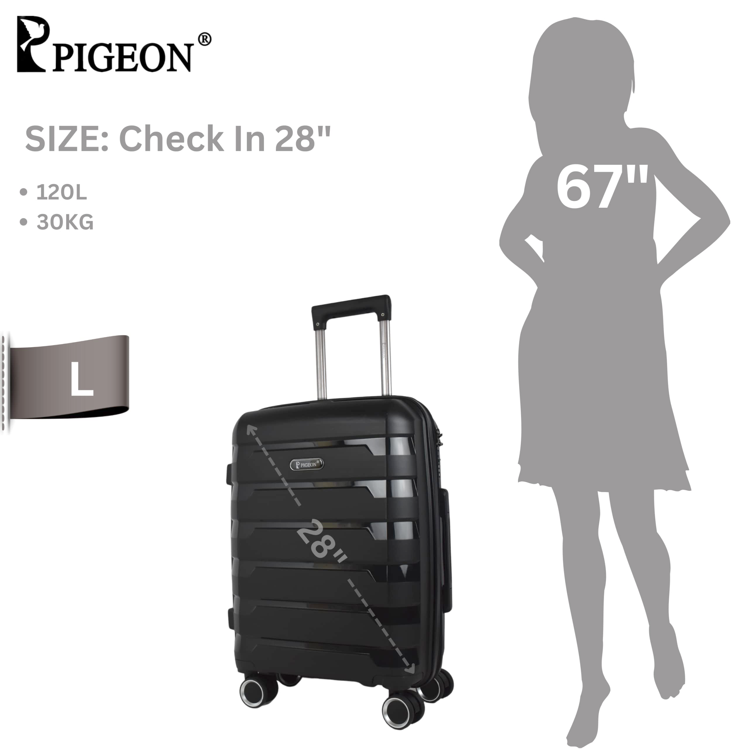 Pigeon hardshell trolley Carry on bag Poly propylene 20 inches