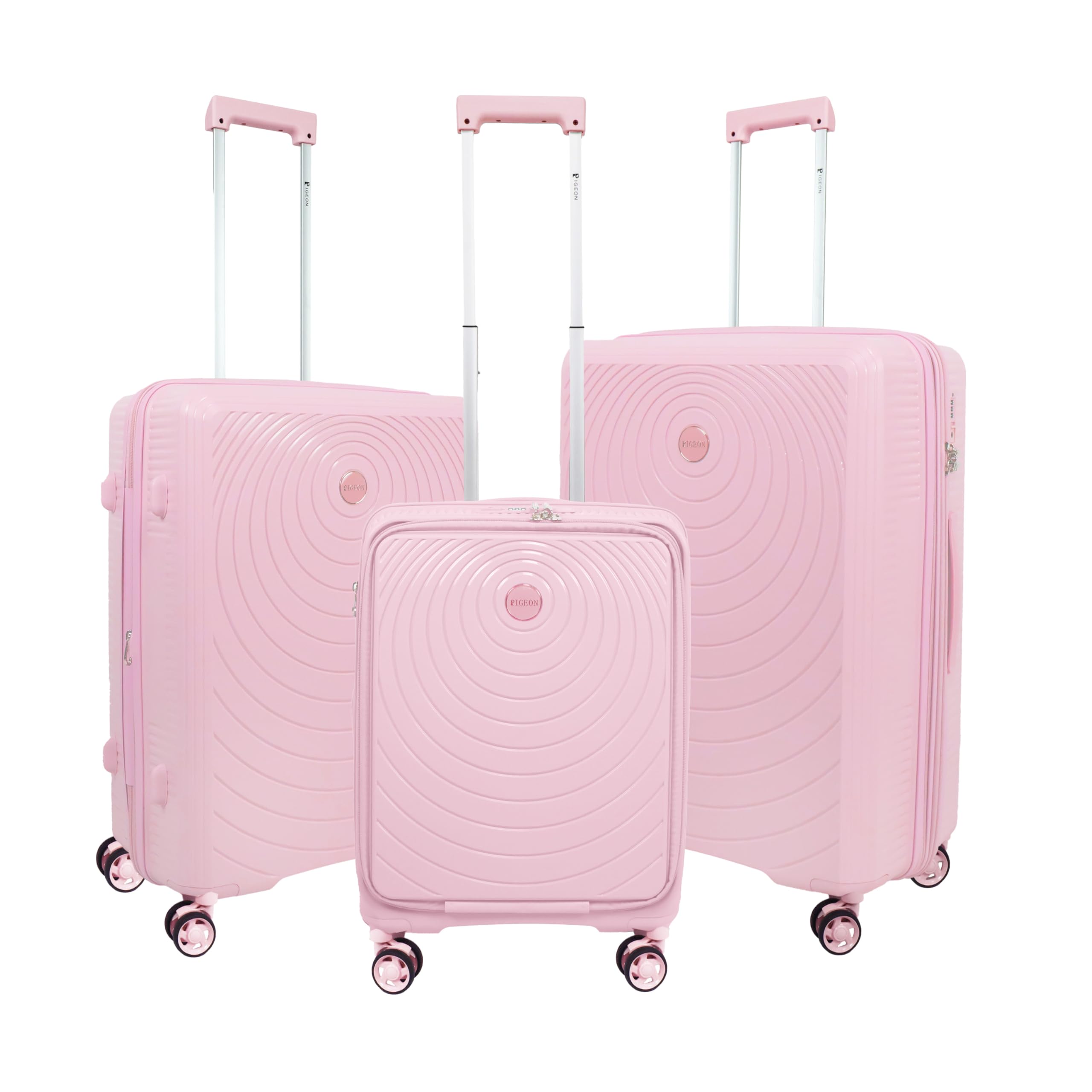 PIGEON Suitcase Set Of 3 Hardside Round Design PP, Waterproof, Unbreakable [28" 24" 20"]