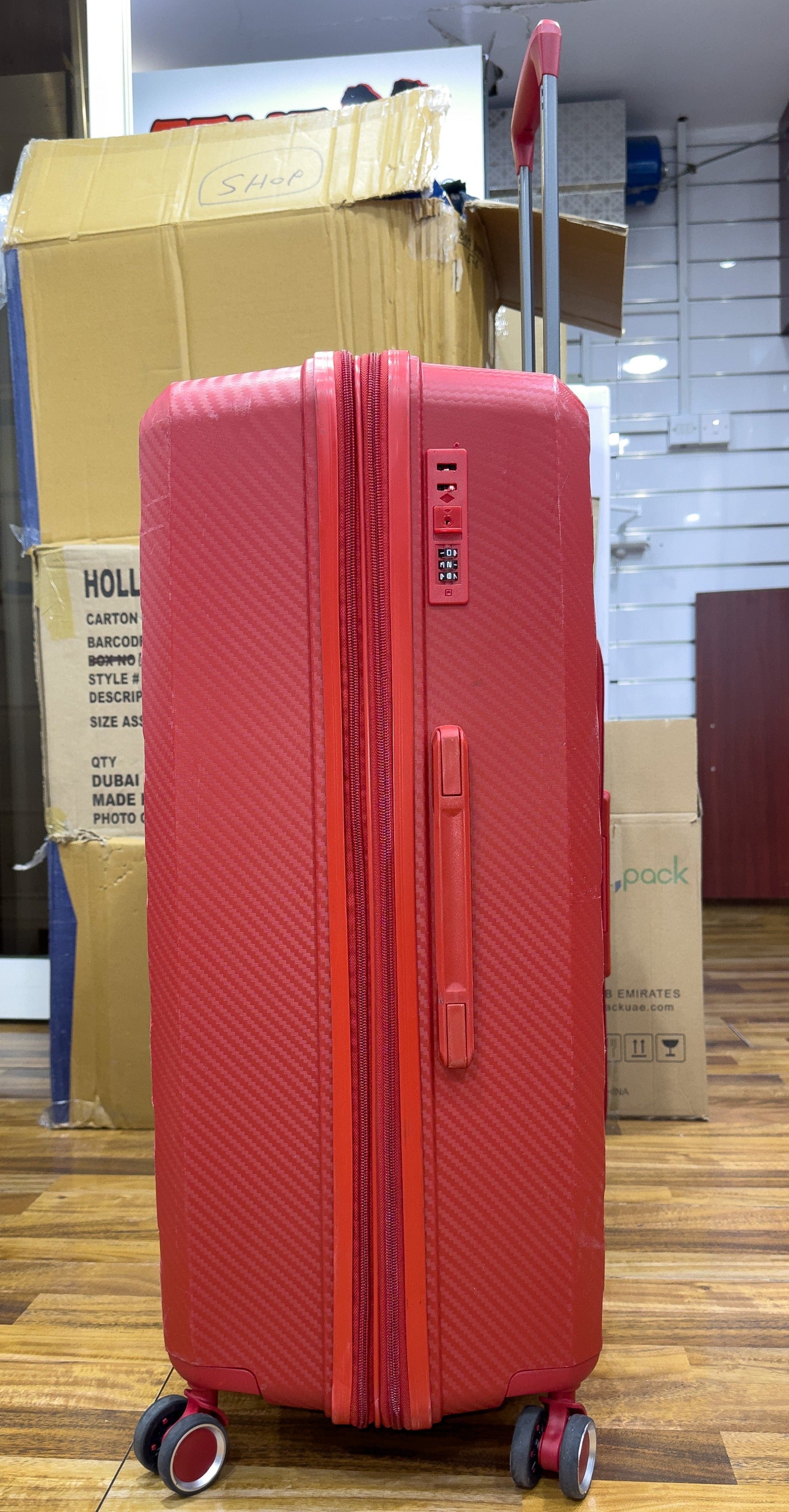 تم تجديده مثل حقيبة الأمتعة PP الجديدة مقاس 28 بوصة باللون الأحمر القابل للتوسيع