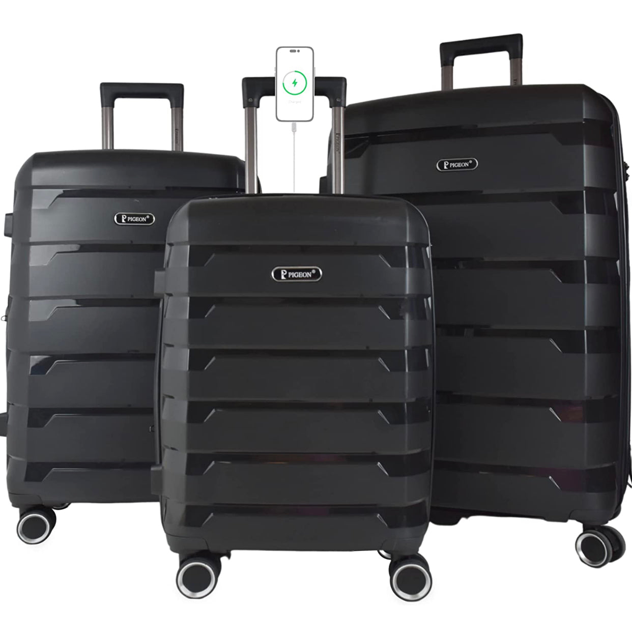 Новый набор багажа PIGEON с двойной надежной застежкой-молнией - легкие 9 цветов, комплекты багажа из 3 предметов из полипропилена, водонепроницаемые, с замком с 3-значным номером 
